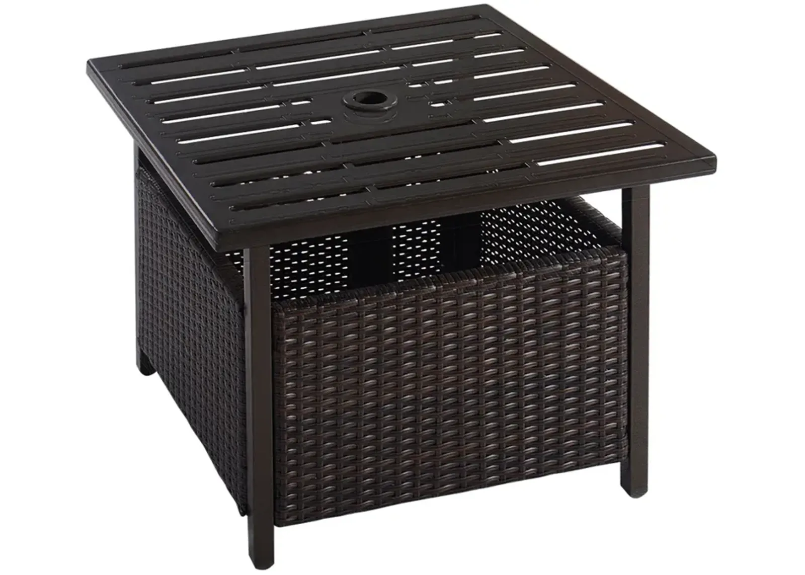 Outdoor Patio Rattan Wicker Steel Side Deck Table