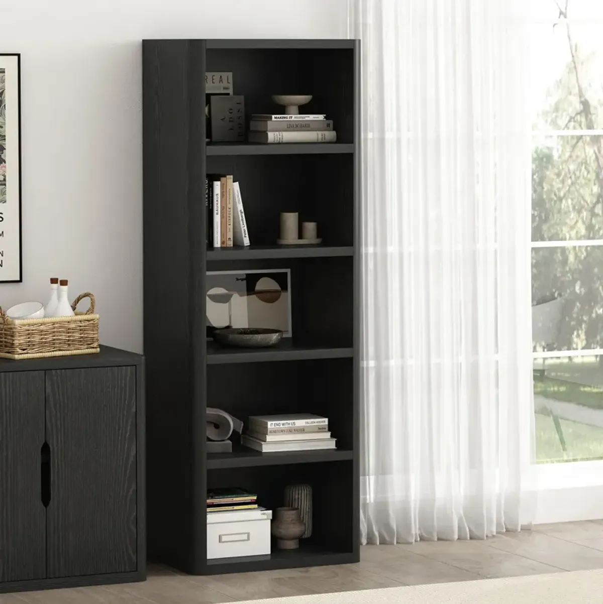 Rivington Black Open Bookcase