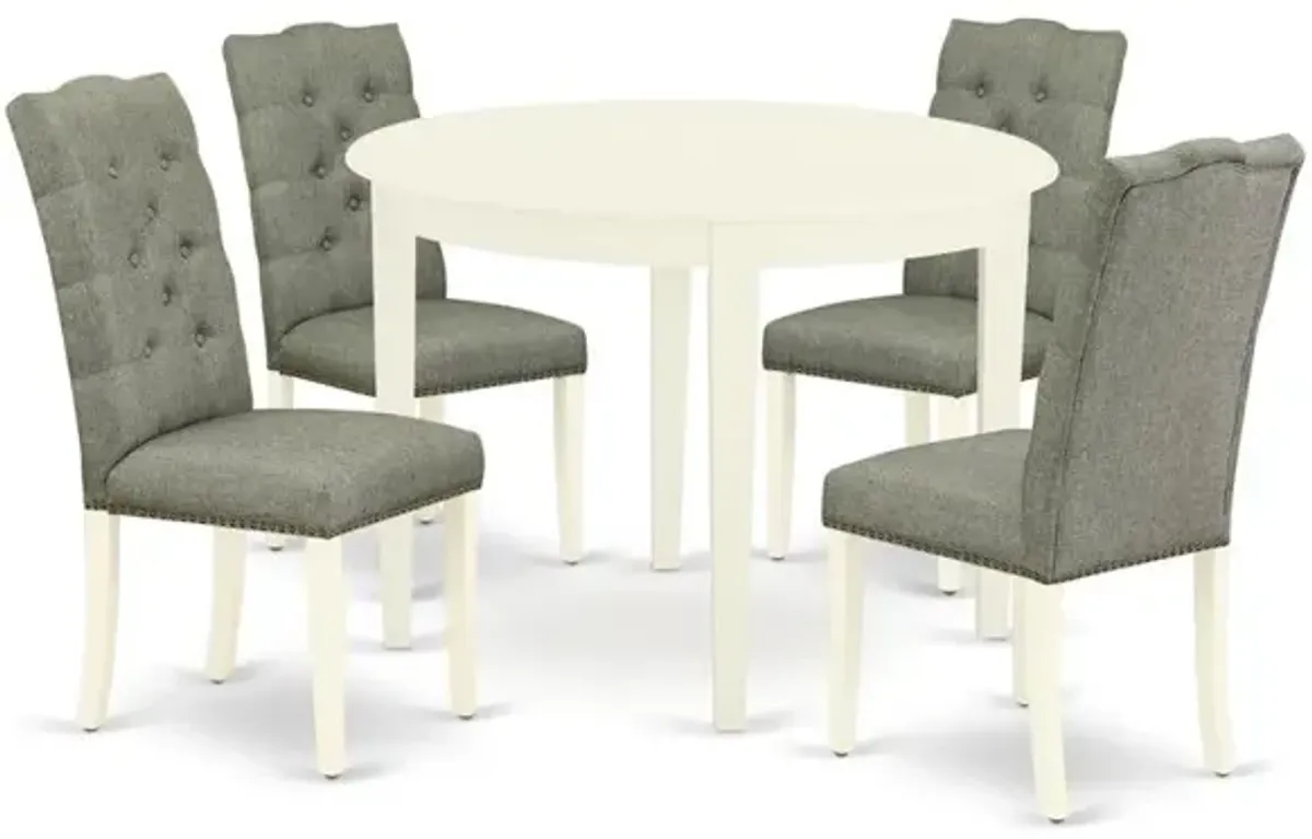 Dining Room Set Linen White, BOEL5-WHI-07