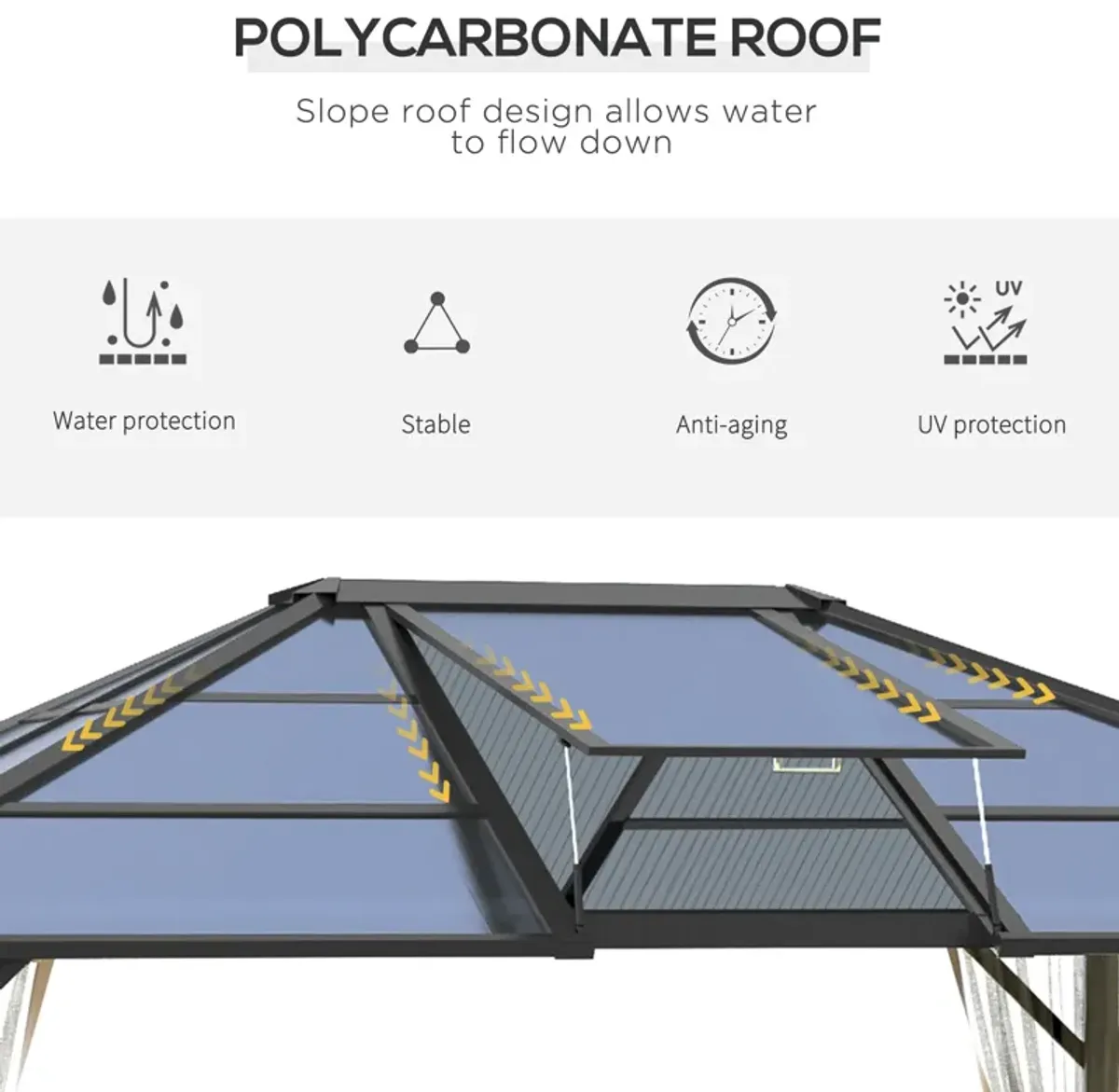 Grey Garden Structure: 14x12 Hardtop Gazebo with Polycarbonate Roof