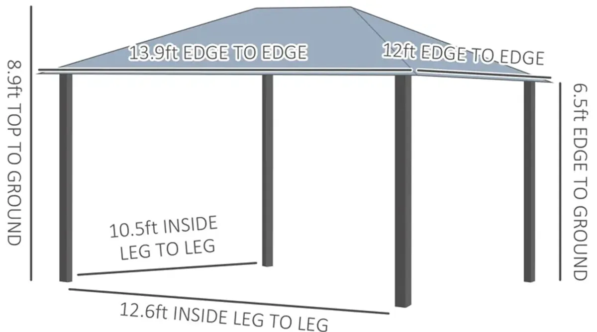 Grey Garden Structure: 14x12 Hardtop Gazebo with Polycarbonate Roof