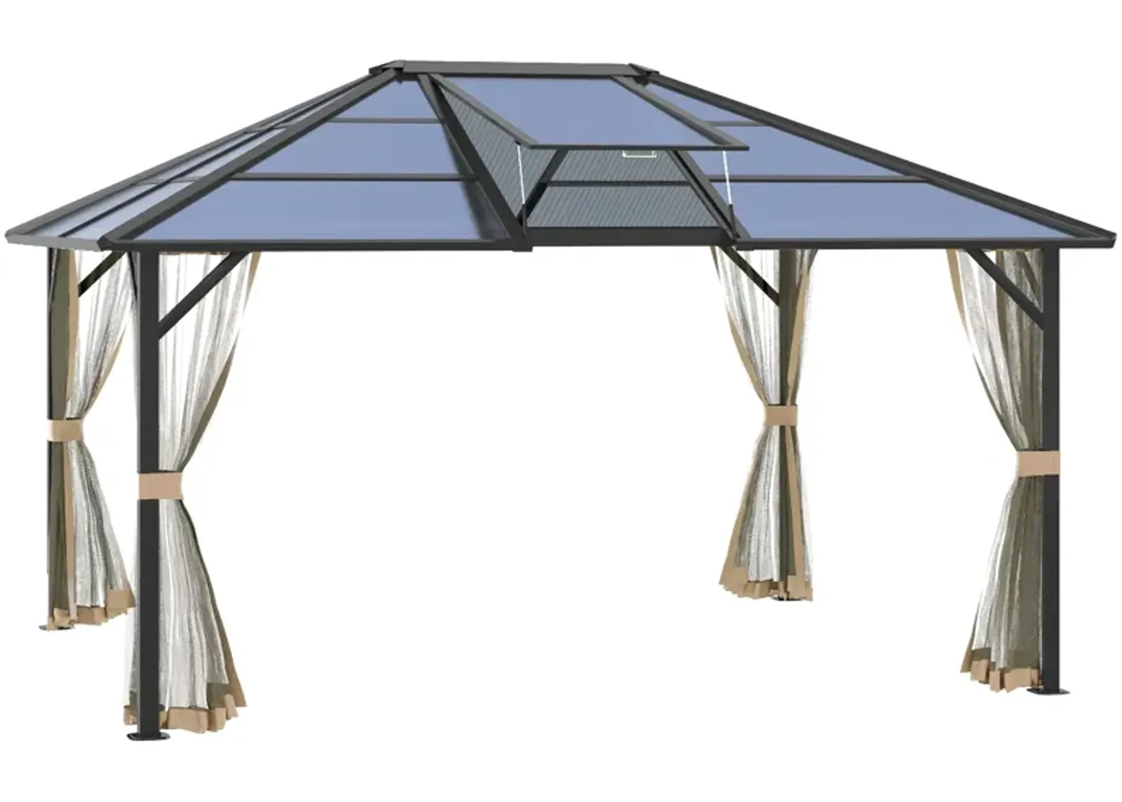 Grey Garden Structure: 14x12 Hardtop Gazebo with Polycarbonate Roof