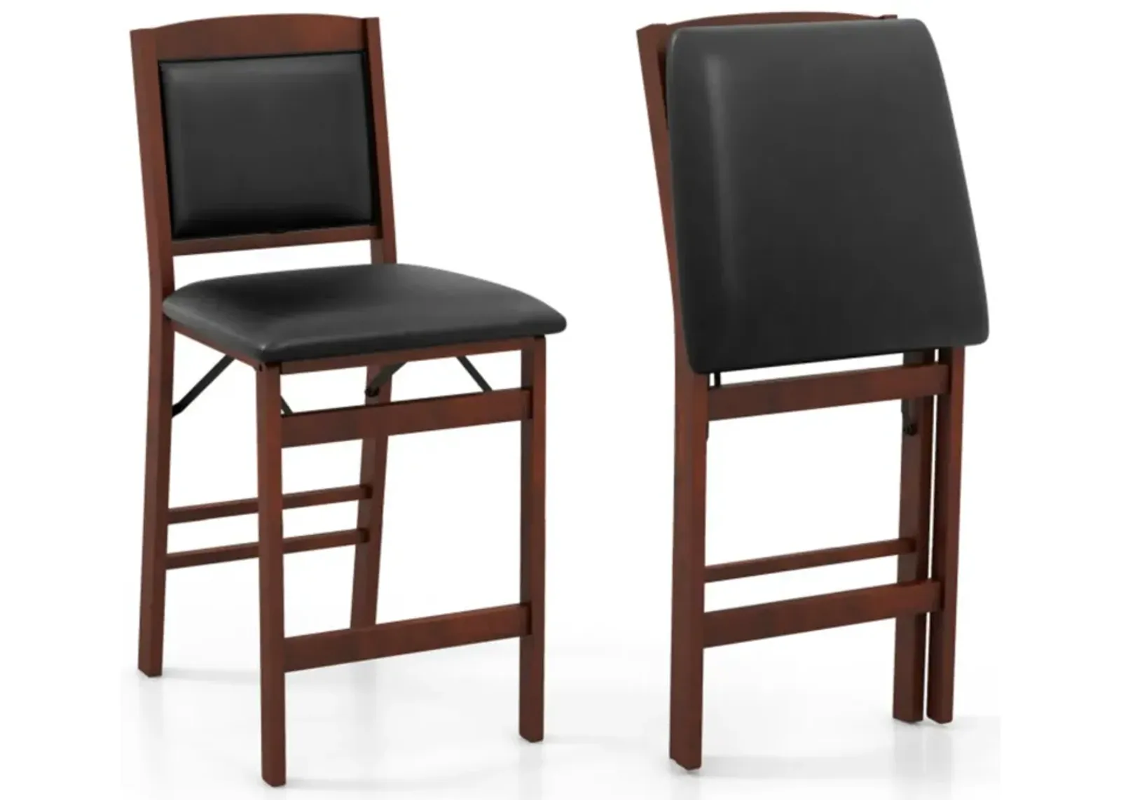 Hivvago Set of 2 Folding Kitchen Island Stool with Rubber Wood Legs