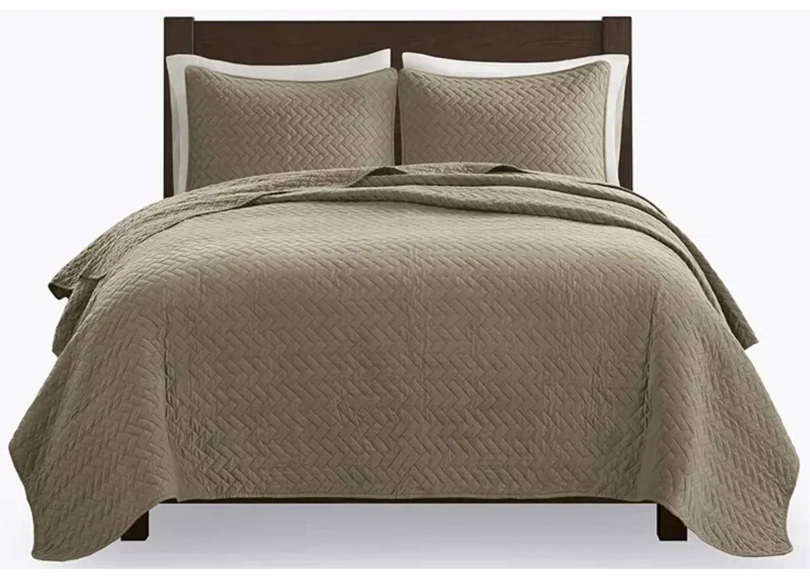 Gracie Mills Ria Solid Oversized Herringbone Quilt Set