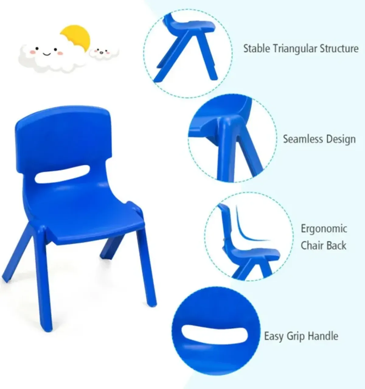 Hivvago 4-pack Kids Plastic Stackable Classroom Chairs