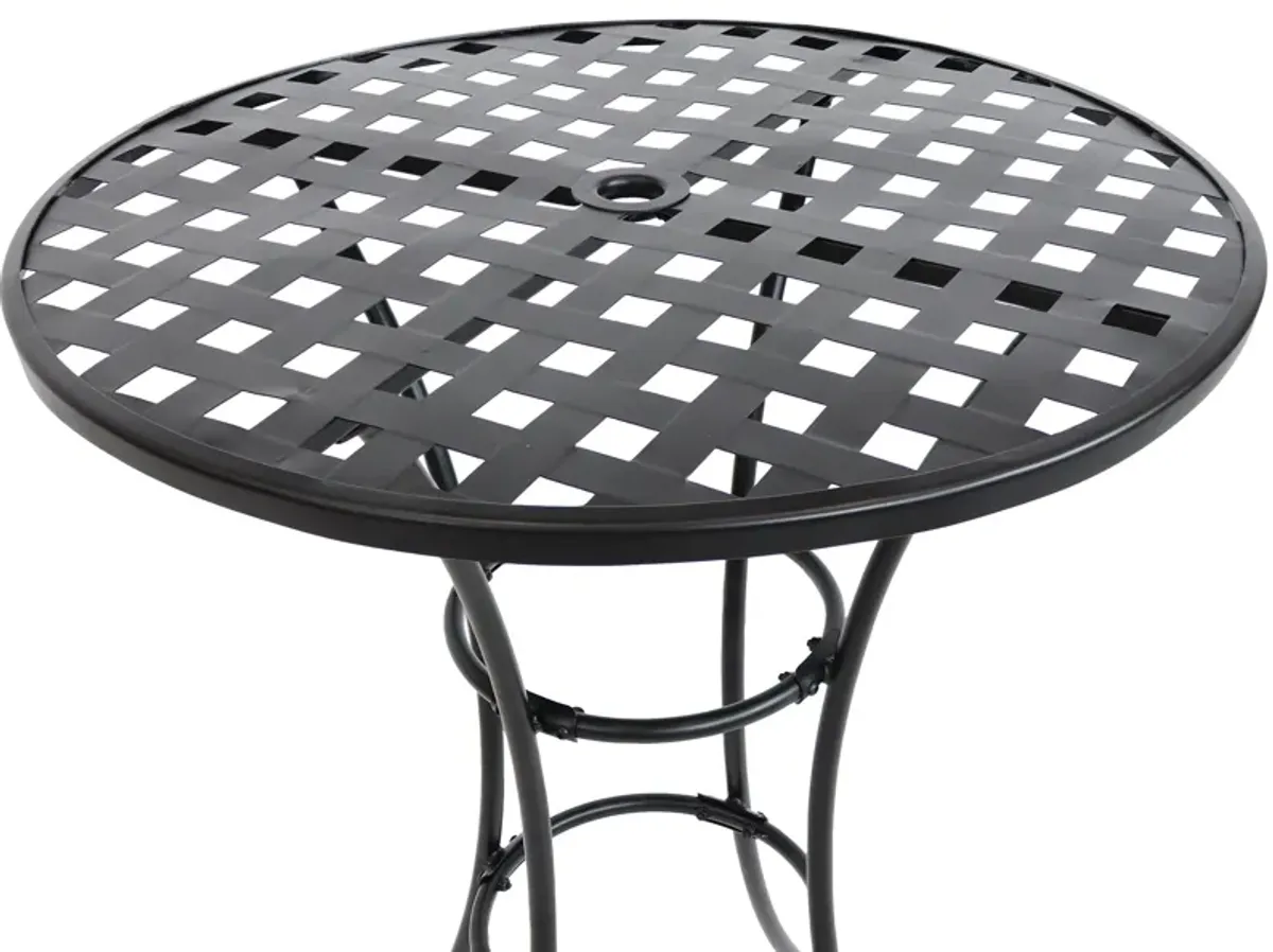 Sunnydaze Scrolling Wrought Iron Patio Bar-Height Table and Chairs - Black