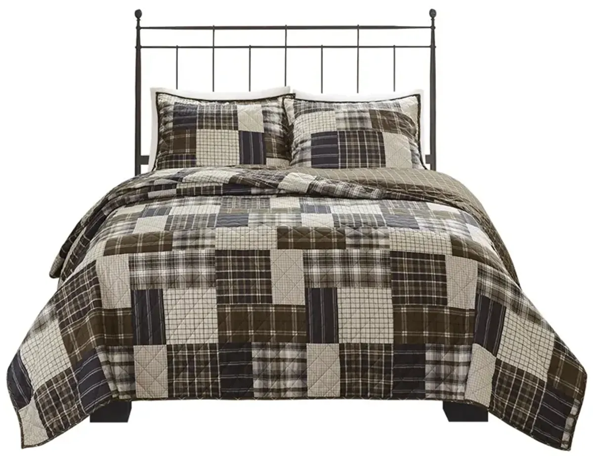 Gracie Mills Otha 3 Peice Plaid Reversible Quilt Set