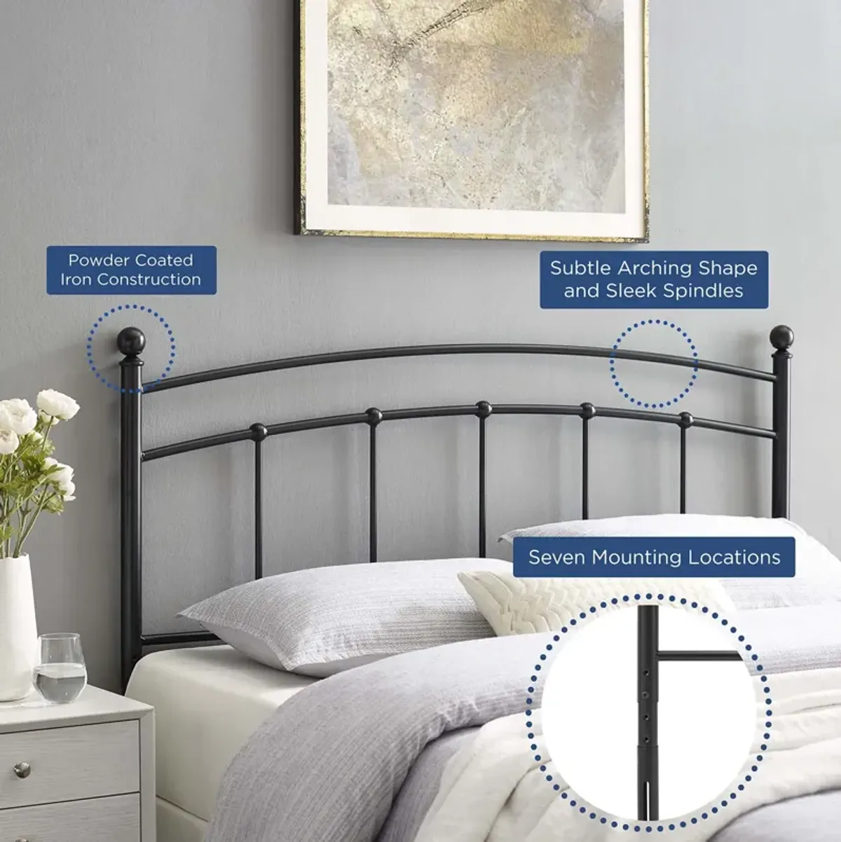 Modway - Abigail Queen Metal Headboard