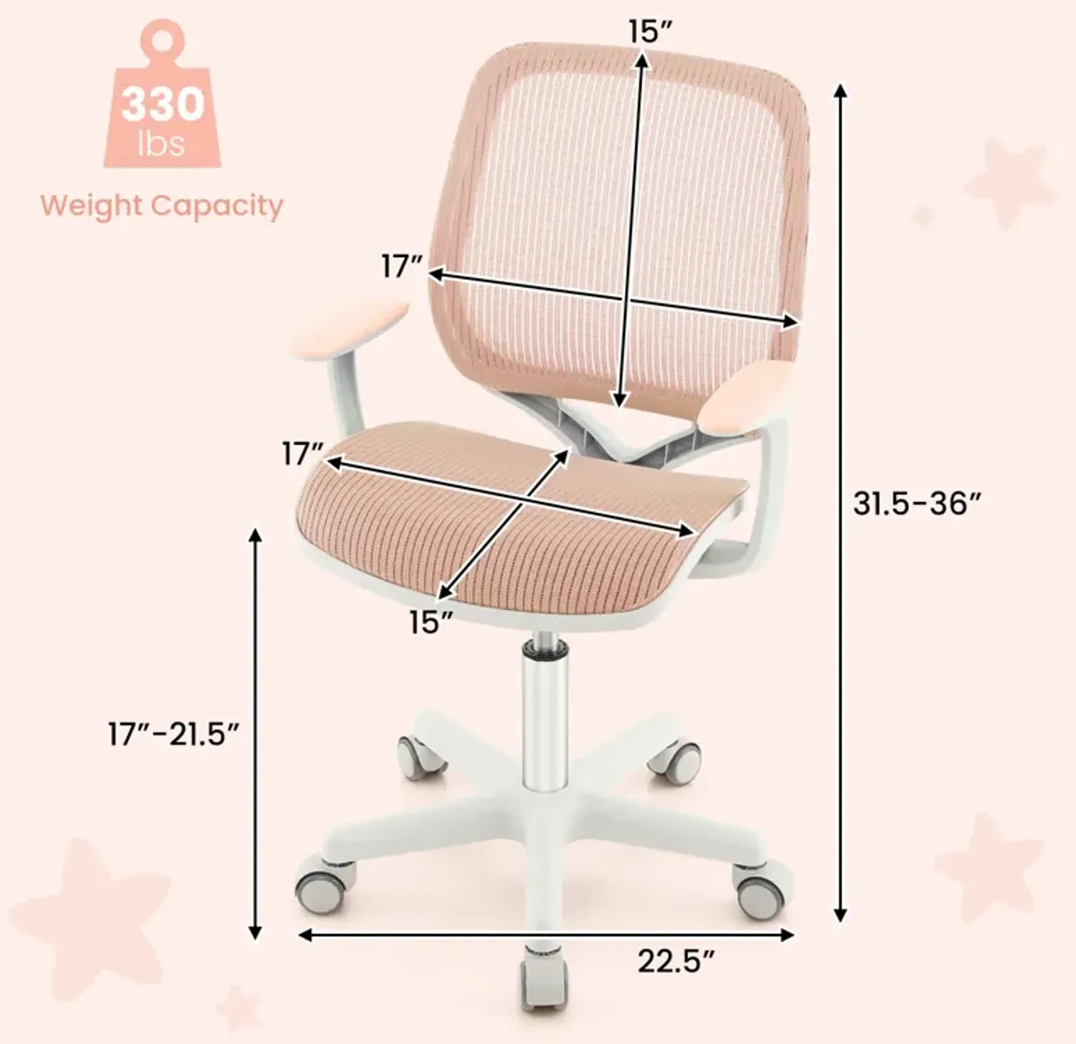 Swivel Mesh Children Computer Chair with Adjustable Height