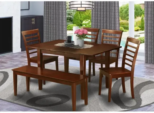 6 Pc Dining room set with bench -Table with 4 Chairs and Dining Bench