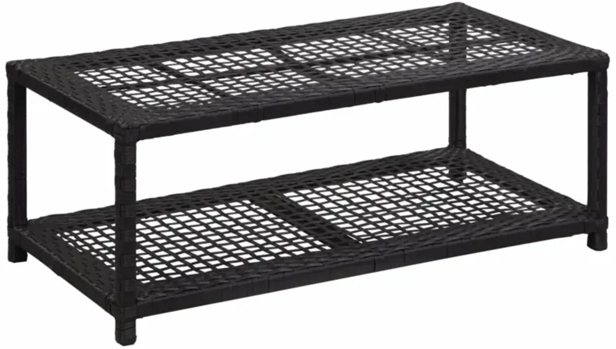 vidaXL Shoe Bench Black 31.5"x15.7"x11.8" Poly Rattan