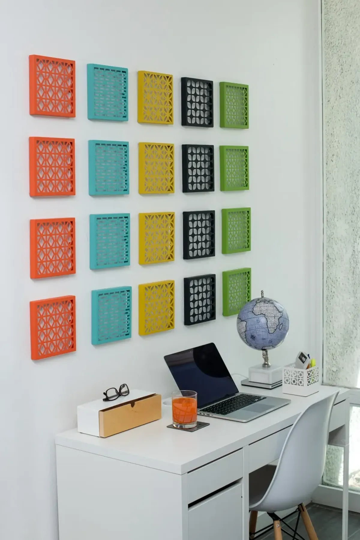 Breeze Block Metal Wall Tile: 7' x 7' Turquoise