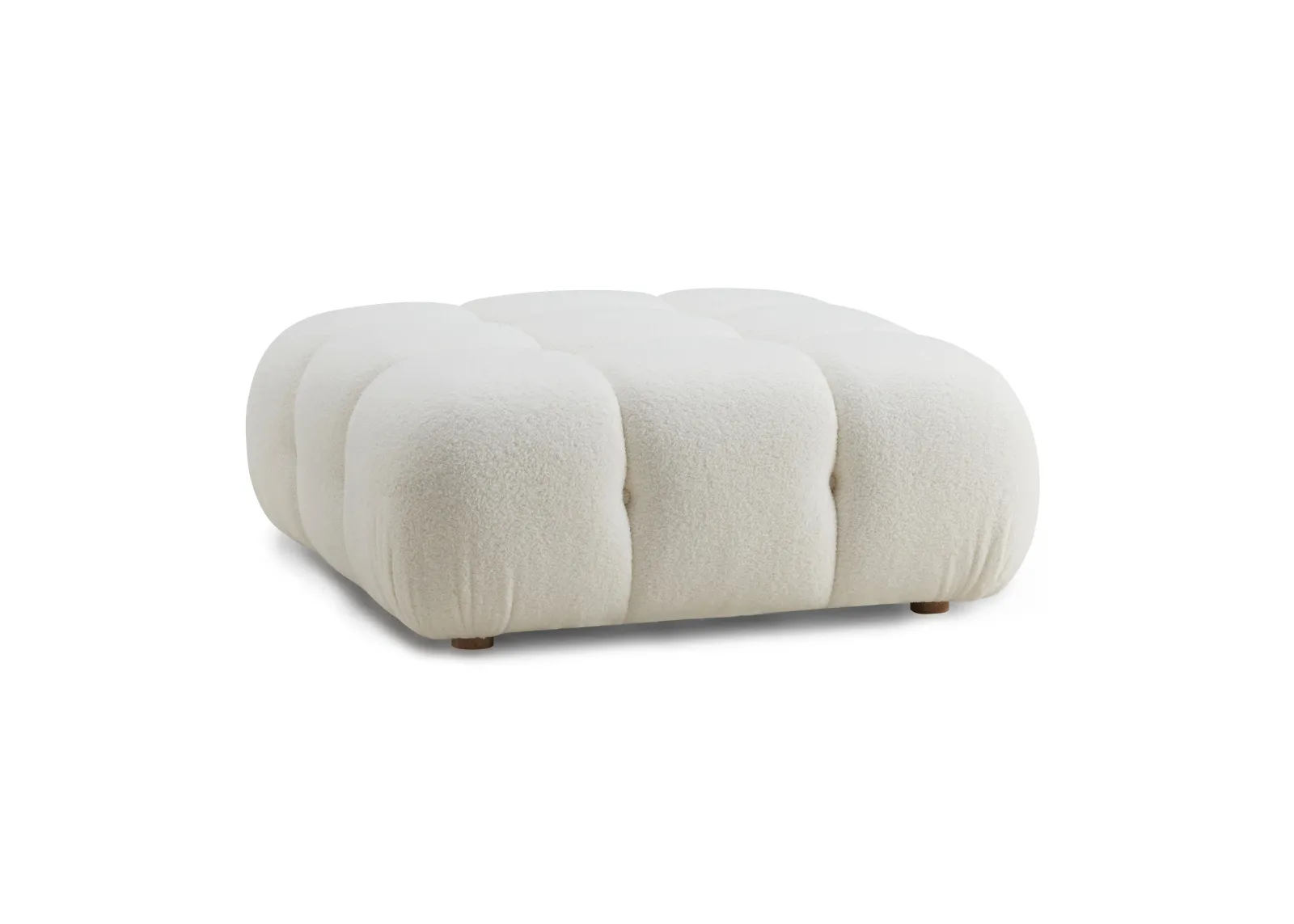 Calliope Cream Vegan Shearling Modular Ottoman