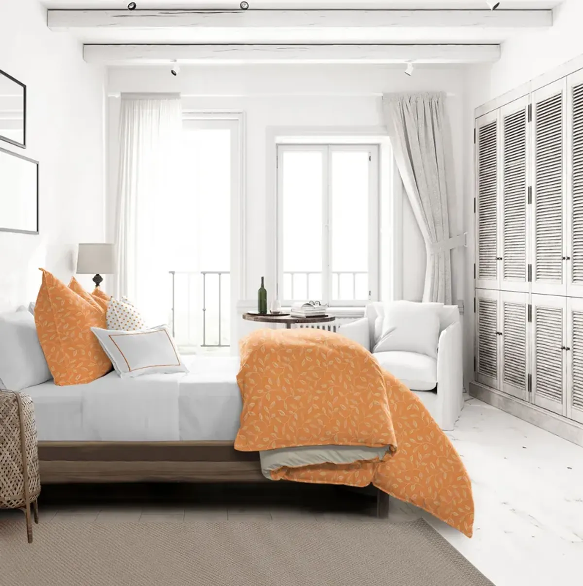 6ix Tailors Fine Linens Sabrina Tangerine Comforter Set