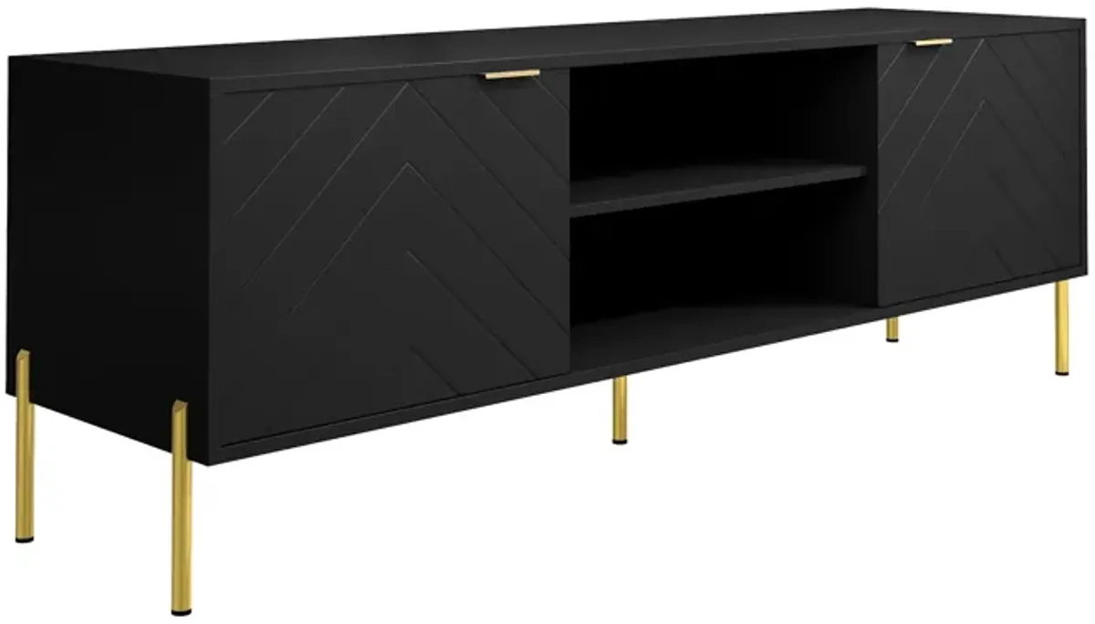 Unique Herringbone Design Multifunctional TV Stand With LED Light