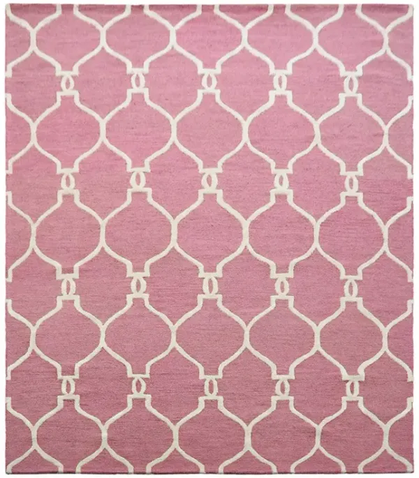 RUGSOTIC CARPETS HAND TUFTED WOOL ECO-FRIENDLY AREA RUGS  - 9'x12', Rectangle Shape, Pink & Beige, Geometric Modern Design, High Pile Handmade Area Rugs for Living Room, Bed Room (K01004)