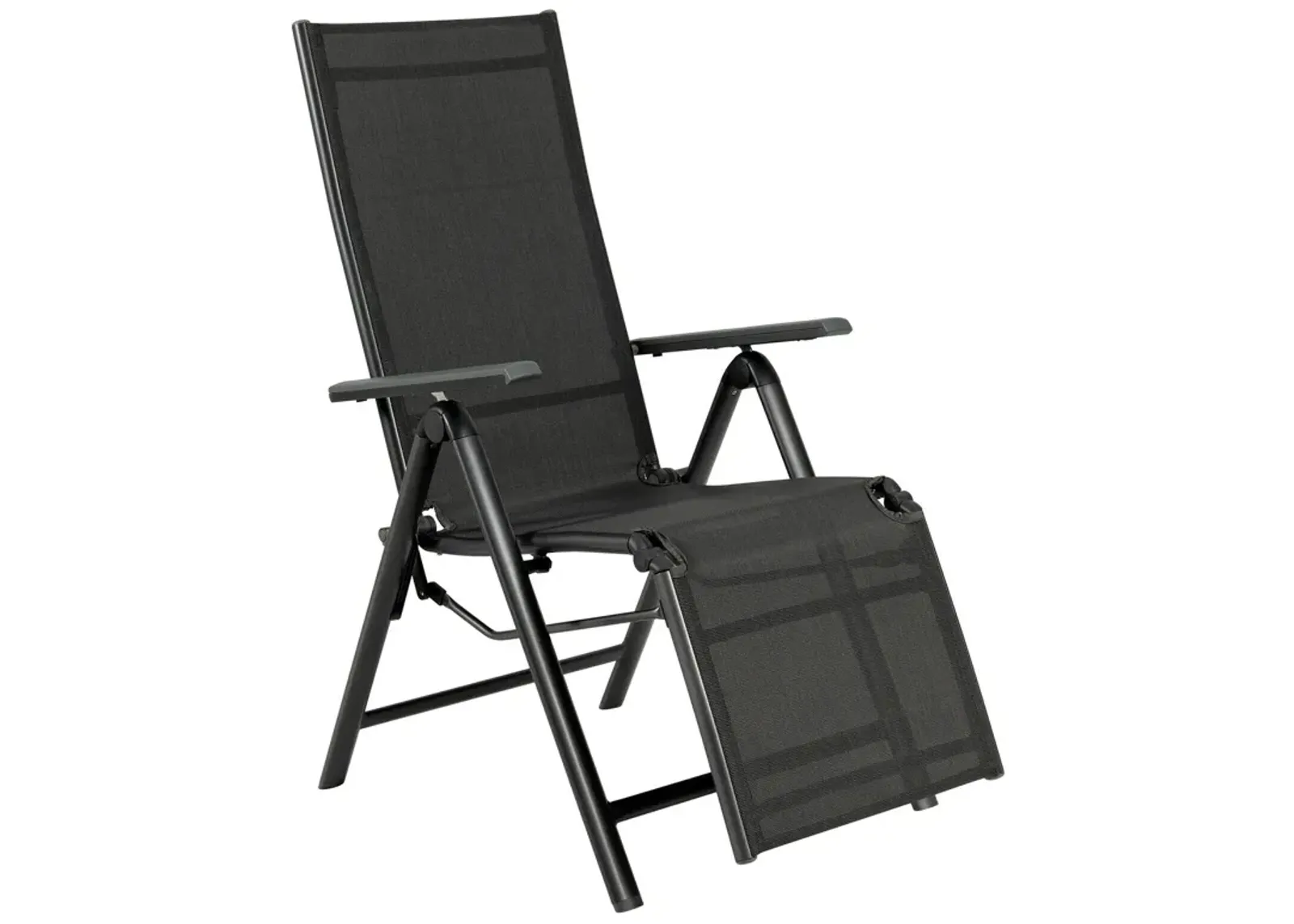 Outdoor Folding Lounge Chair with 7 Adjustable Backrest and Footrest Positions-Gray