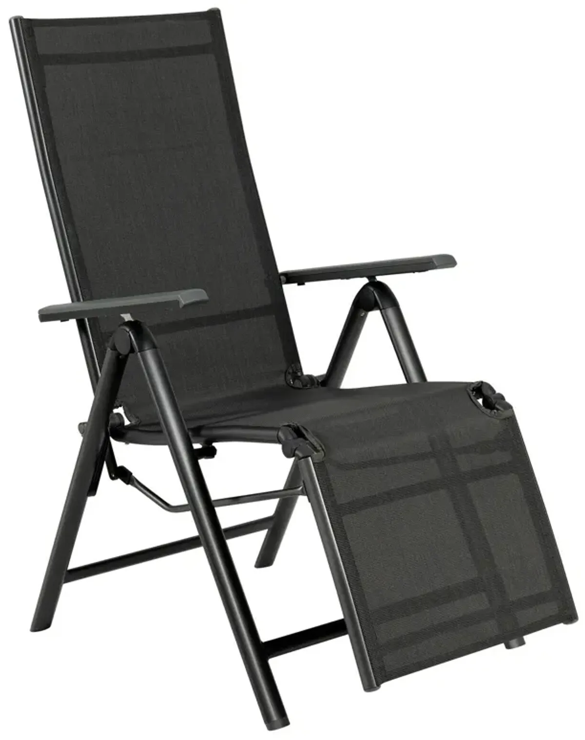 Outdoor Folding Lounge Chair with 7 Adjustable Backrest and Footrest Positions-Gray