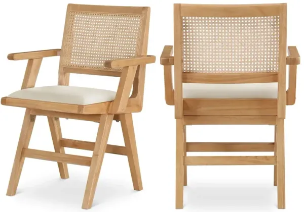 Meridian Furniture Abby Cream Vegan Leather Dining Arm Chair, Set of 2