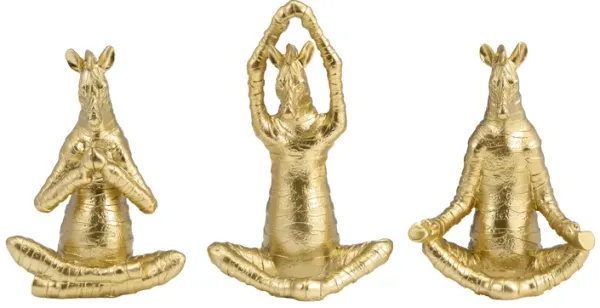 8" No Evil Zebras, Gold Set