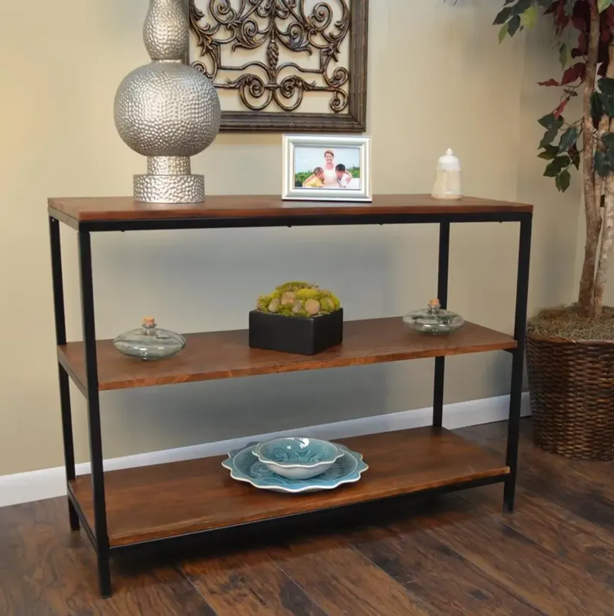 Carolina Living Brayden Console Table - Chestnut/Black