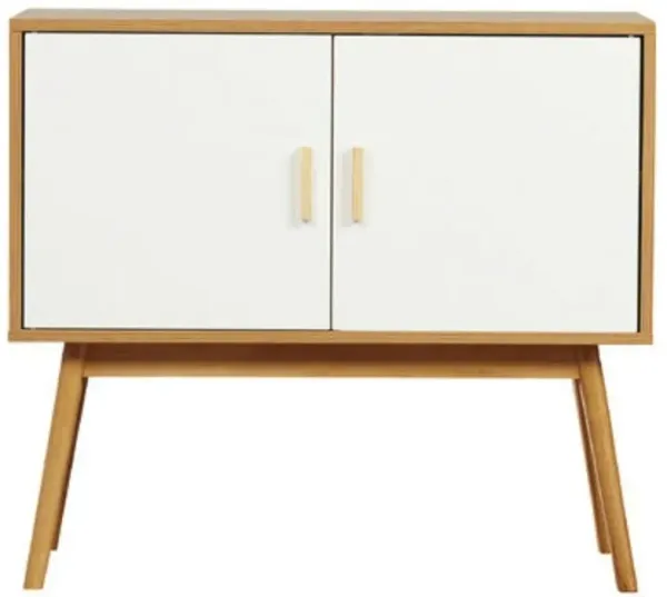 Hivvago Mid-Century Modern Console Table Storage Cabinet with Solid Wood Legs