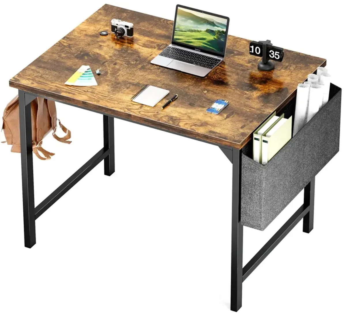 Sweetcrispy Computer Small Office Desk 32 Inch Student Kids Study Writing Work with Headphone Hooks & Storage Bag Modern Simple