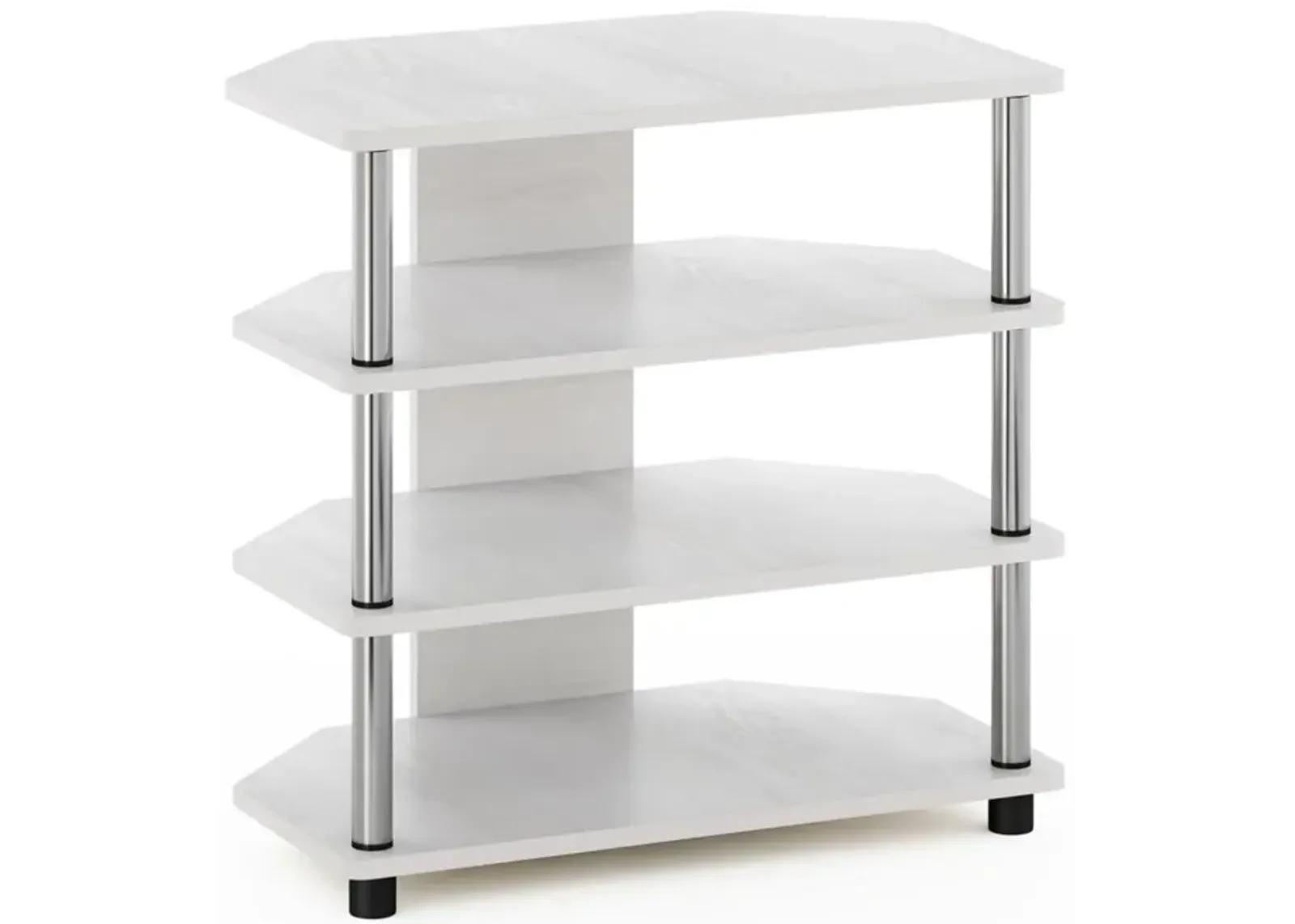 Furinno Furinno Econ Easy Assembly 4-Tier Petite TV Stand, White Oak/Chrome