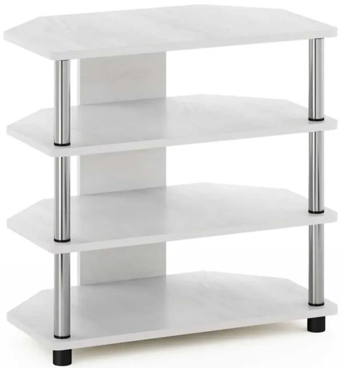 Furinno Furinno Econ Easy Assembly 4-Tier Petite TV Stand, White Oak/Chrome