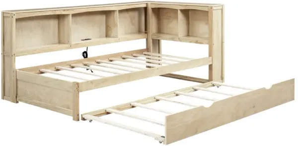 Whisen Morden Design Twin Size Daybed with Trundle, Storage Cabinets and USB Ports
