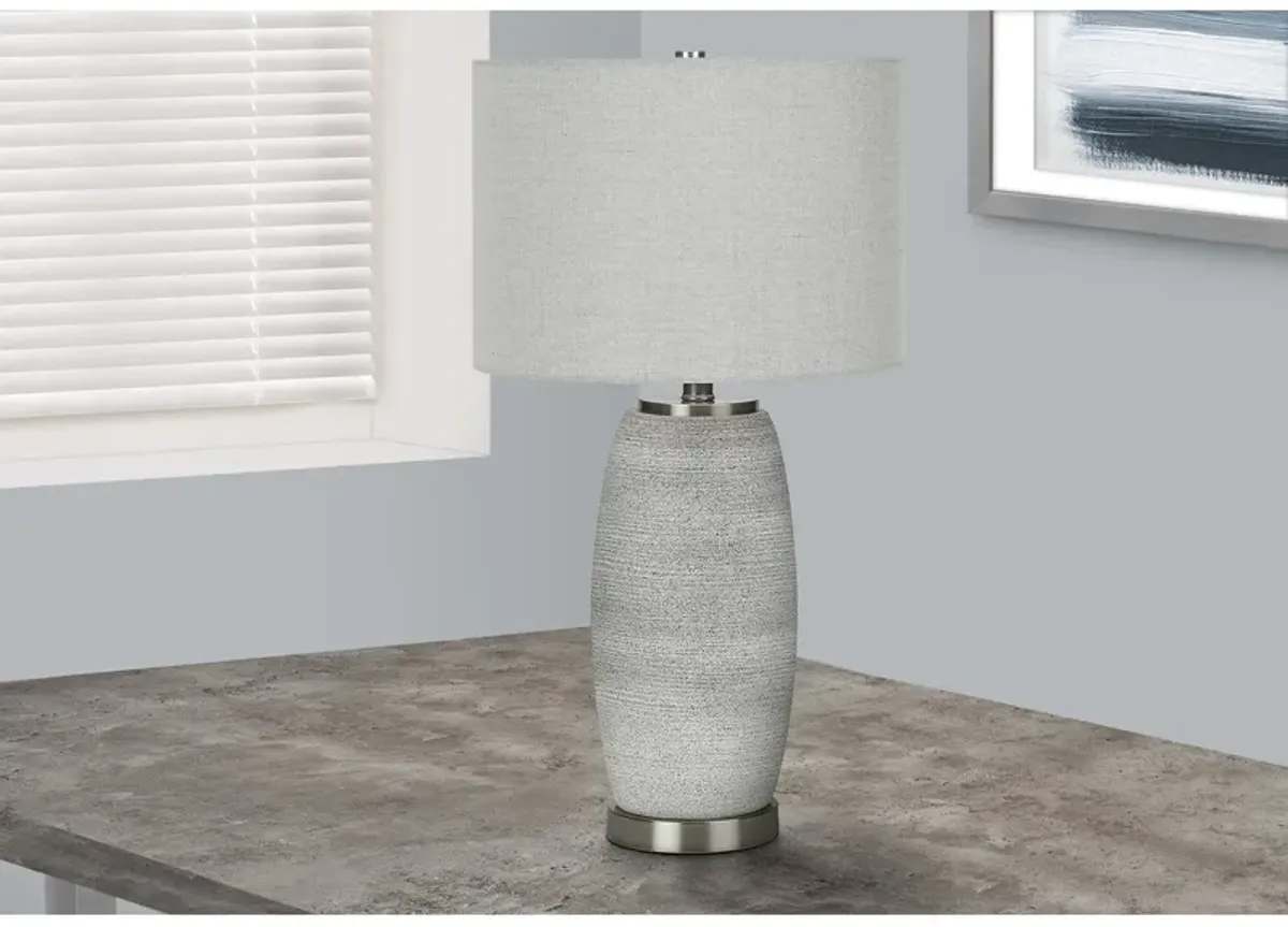 Monarch Specialties I 9711 - Lighting, 25"H, Table Lamp, Grey Ceramic, Grey Shade, Modern