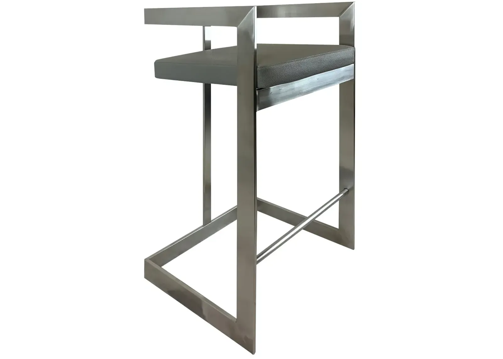 Bar Chair, 26", Gray, Stainless Steel Base