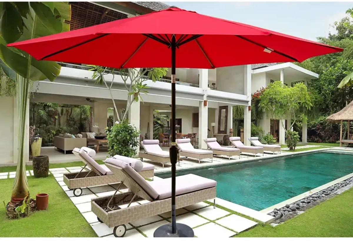 10FT Outdoor Patio Umbrella, Red, Tilt, Crank