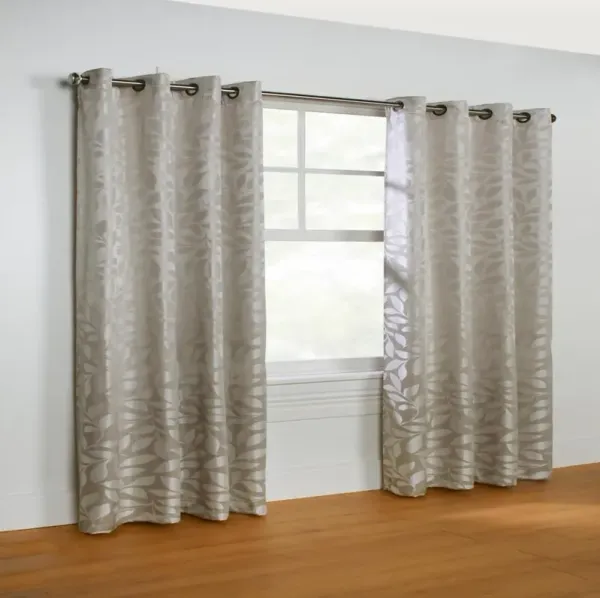 Commonwealth Hammered Leaf by Habitat Grommet Top Jacquard Panel Grey 52 x 72