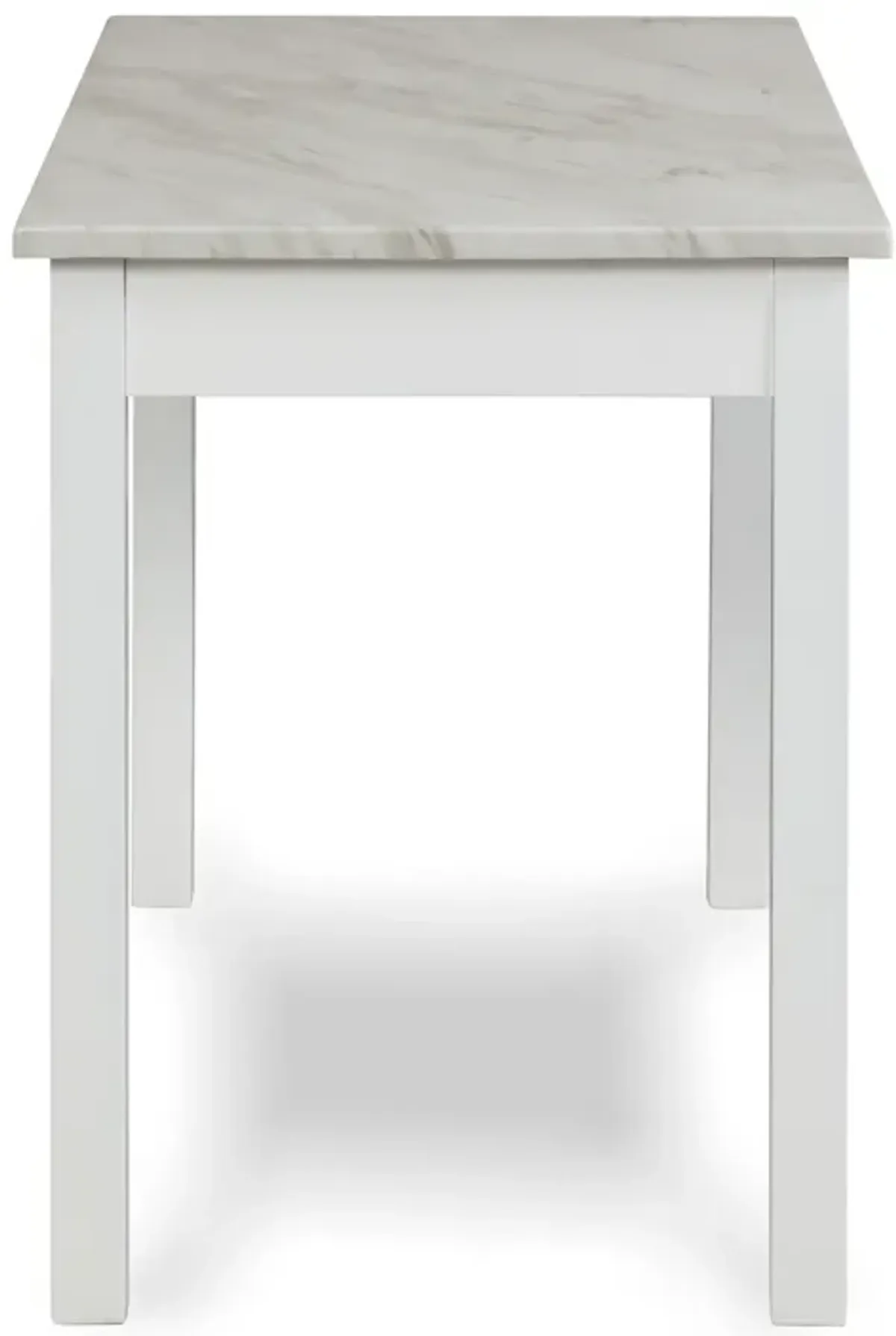 Jay 48 Inch Desk With Drawer and Faux Marble Top, White-Benzara