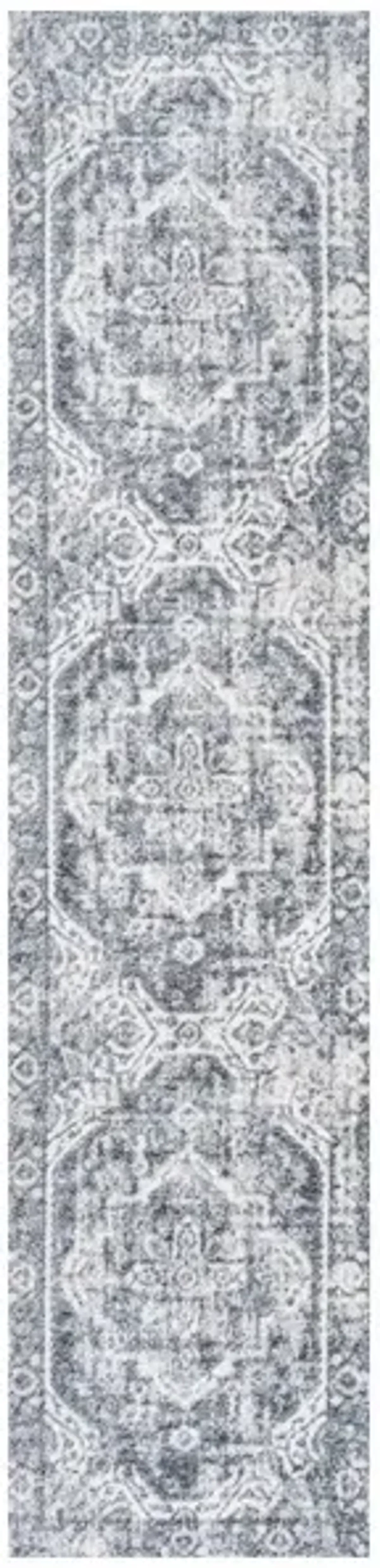 Keesha Bold Distressed Medallion Low-Pile Machine-Washable Blue/Cream. Area Rug