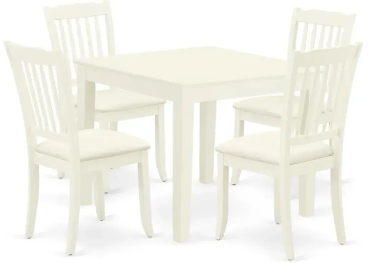 Dining Room Set Linen White, OXDA5-LWH-C