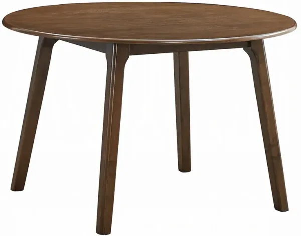 Koko Dining Table, 48 Inch Round Top, Dark Walnut Brown Rubberwood - Benzara