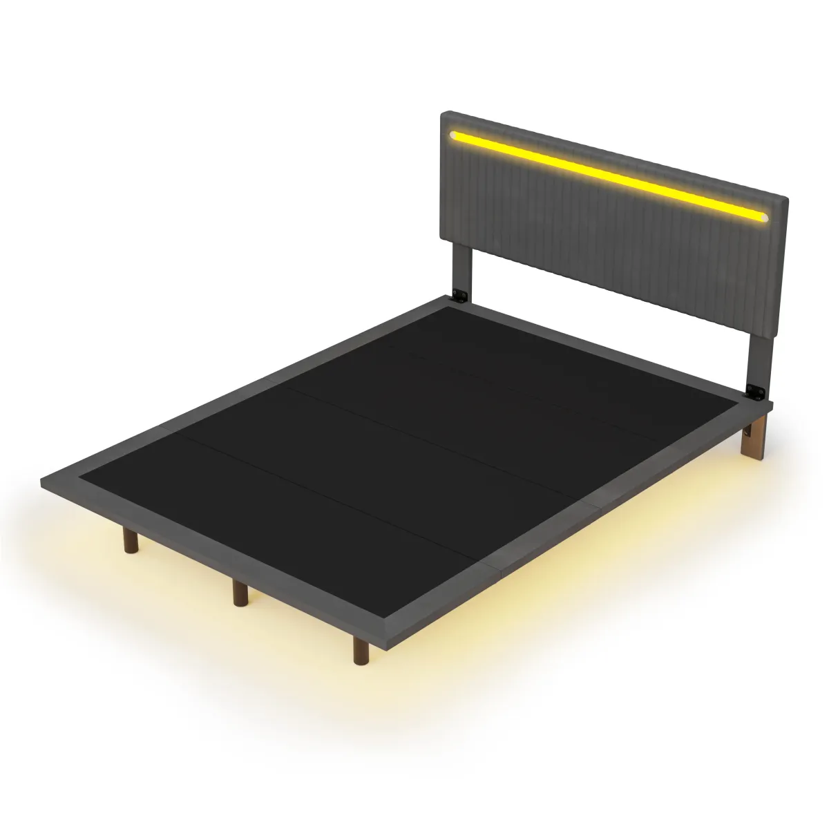 Merax Modern Upholstered Floating Bed Frame with LED Lights