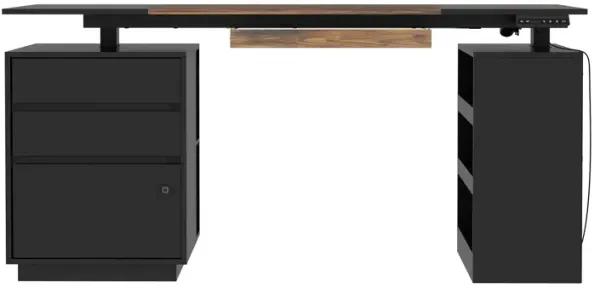 FUFU&GAGA Smart Adjustable Standing Desk with Fingerprint Lock, Height Memory, and Multi-Functional Storage, (24.3" W x 86.6" H x 11.8" D), Black