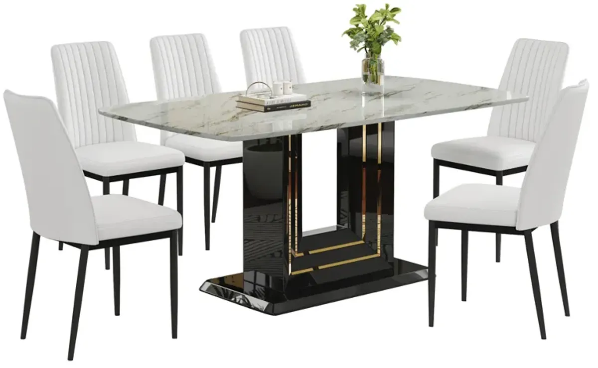 Merax Modern Dining Table with 6 Chairs Set