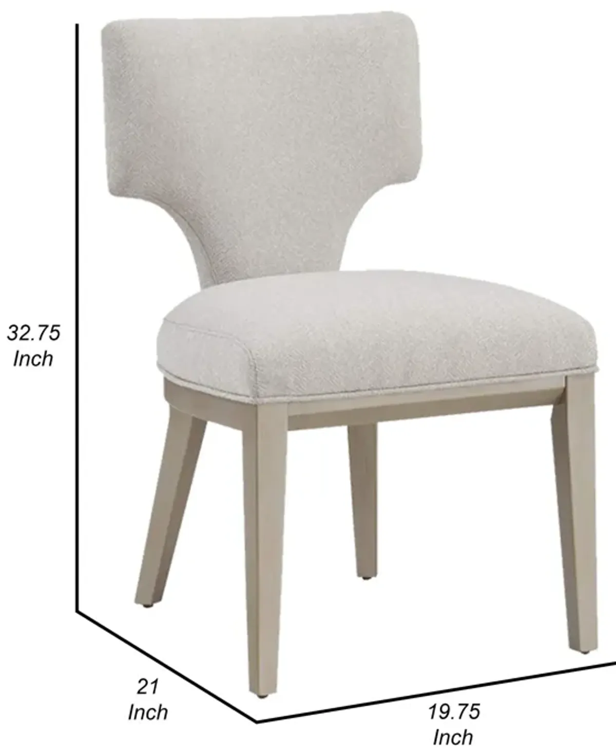 Kyna 21 Inch Side Dining Chair Set of 2, Curved Backrest, Champagne Linen - Benzara