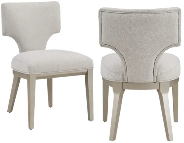 Kyna 21 Inch Side Dining Chair Set of 2, Curved Backrest, Champagne Linen - Benzara