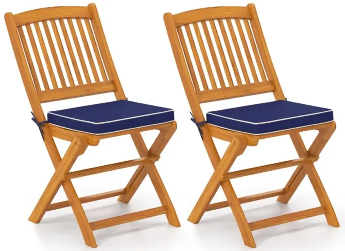 Hivvago Outdoor Folding Chairs with Seat Cushions Set of 2