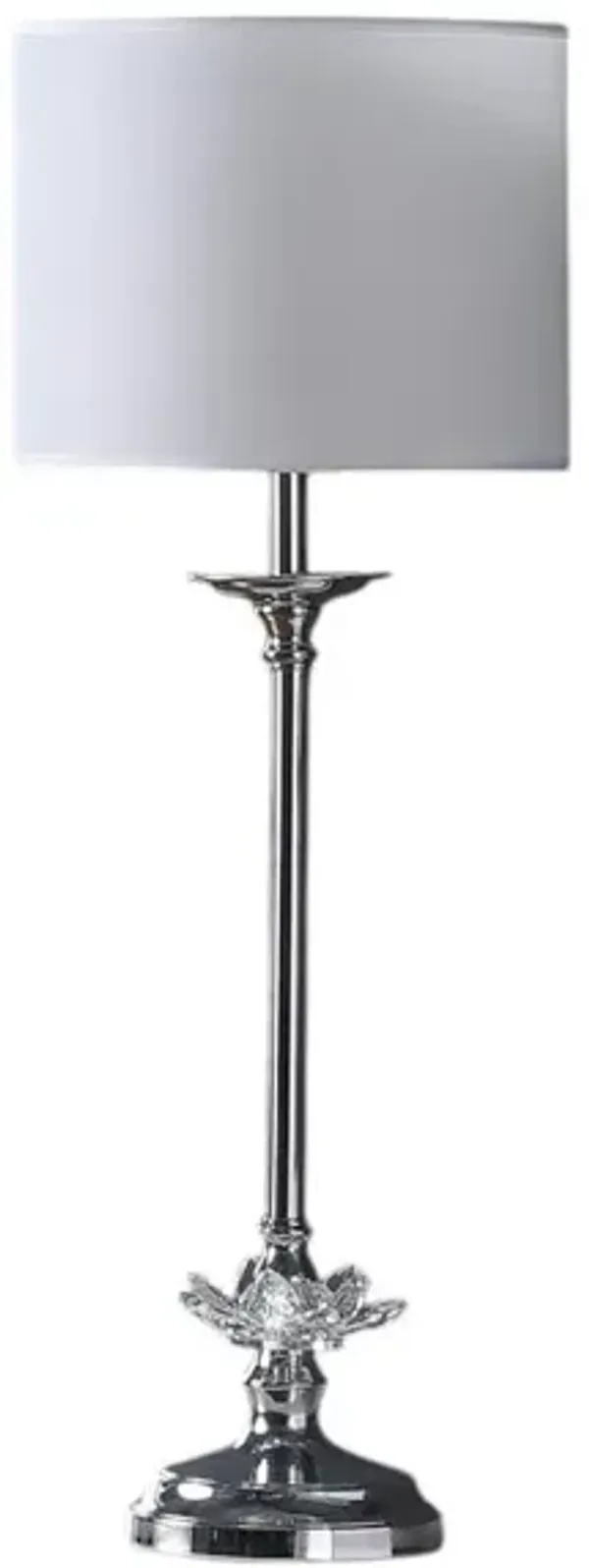 Hivvago 26" Silver Metal And Faux Crystal Table Lamp With White Cylinder Shade