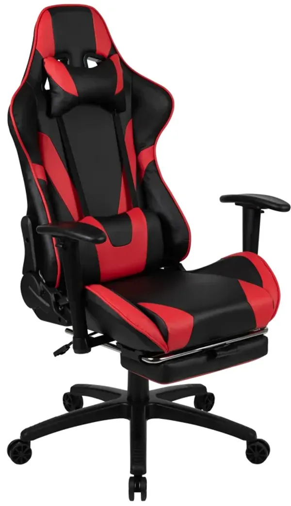 X30 Gaming Chair Racing Office Ergonomic Computer Chair with Reclining Back and Slide-Out Footrest in   LeatherSoft
