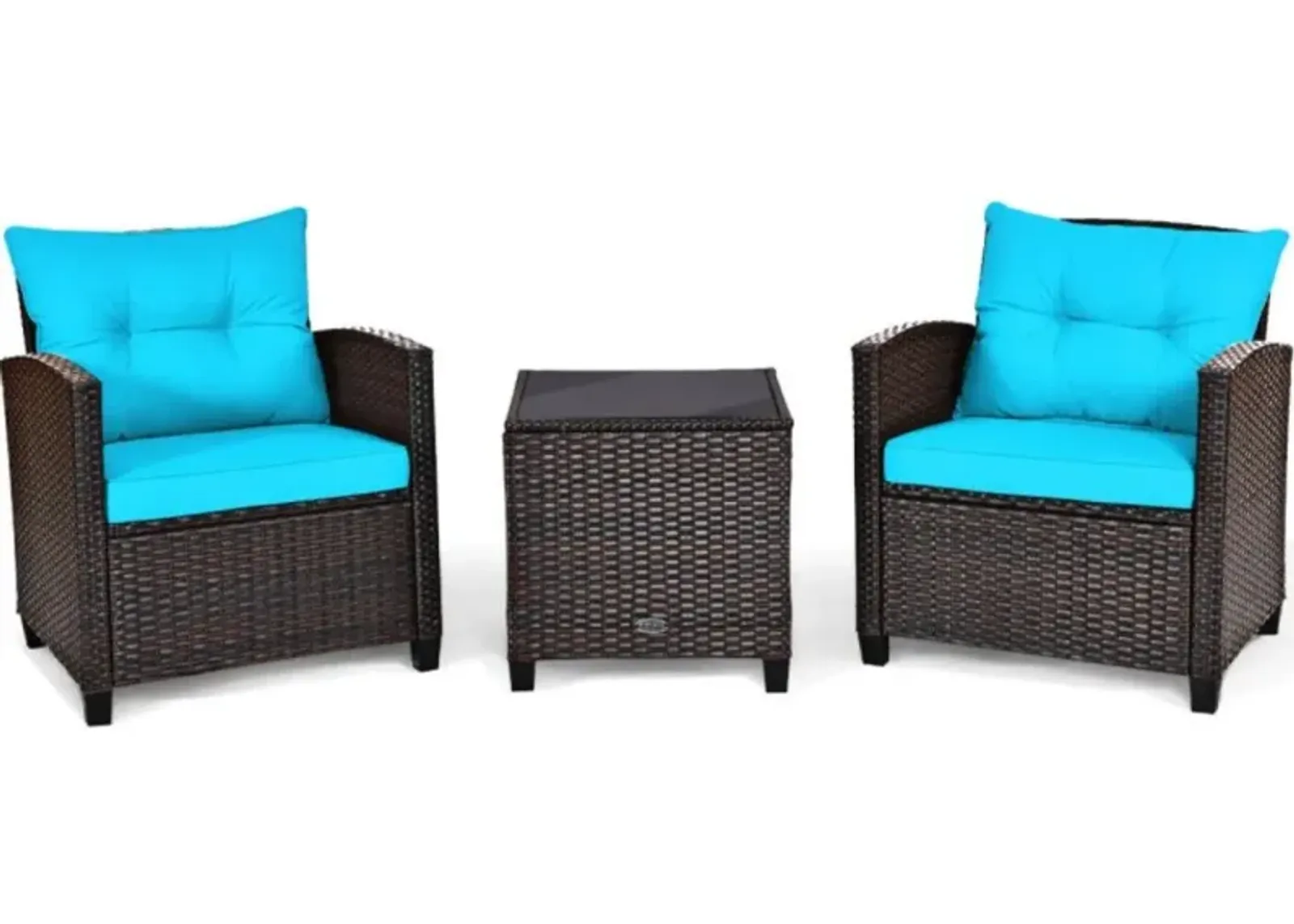 Hivvago 3 Pieces Rattan Patio Furniture Set with Washable Cushion