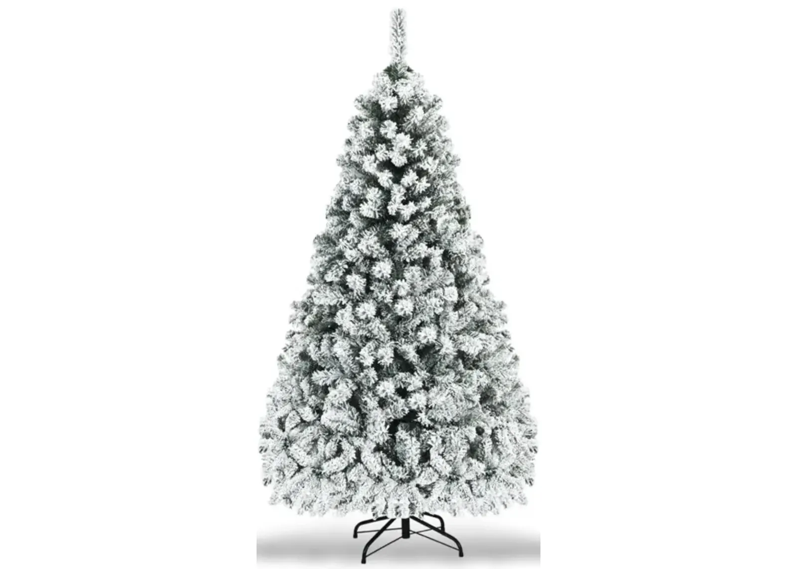 Hivvago Pre-Lit Premium Snow Flocked Hinged Artificial Christmas Tree