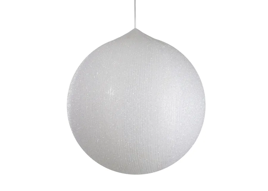 19.5-inch White Tinsel Inflatable Christmas Ball Ornament Outdoor Decor