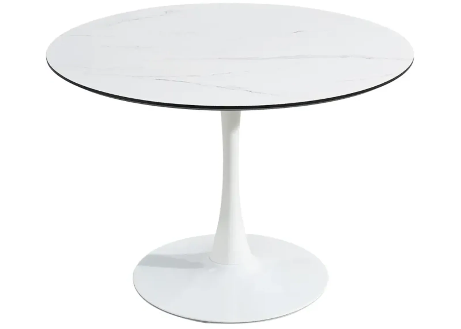 Tulip Dining Table, 32In Round, White, Mable Black